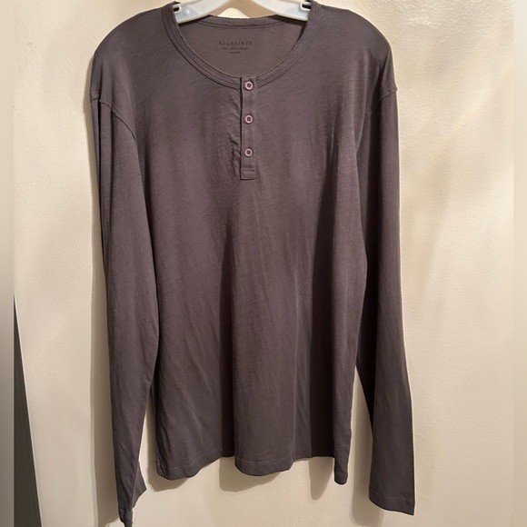NWOT ALLSAINTS Regular Fit Long Sleeve Henley Shirt - Size Small - Picture 2 of 7